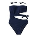 thumbnail image 4 of REORIAFEE Floral One Piece Swimsuit for Women Swimwear Bathing Suit Fashionable Swimsuit Bra Cut Out Swimsuit Slim One Piece Bikini Set Navy XXL, 4 of 5