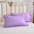 thumbnail image 5 of DNG Creations 1 Piece Vintage Ruffle Duvet Cover 100% Egyptian Cotton, 800 Threads Count - With Zipper & Corner Ties ( Oversized Queen - Solid Lilac ), 5 of 7