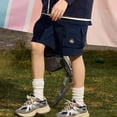 thumbnail image 2 of Karoyedx Toddler Boys Shorts Boys Shorts Kids Cotton Cargo Athletic Shorts Boys School Uniform Causal Active Summer Clothes with Pockets Navy Size,13-14 Years, 2 of 5