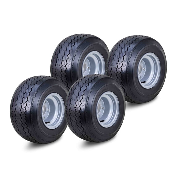 WANDA Golf Cart Tire Wheel Assembly 18X8.5-8 4-Ply with 4 Lugs on 4" PCD Silver Rim Set 4 -14006