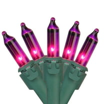 Set of 35 Purple Mini Christmas Lights 2.5" Spacing - Green Wire