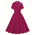 thumbnail image 7 of Aboser Cocktail Dresses for Women 1950s Retro Dress Elegant Bow Tie Midi Dresses Classy Short Sleeve Party Dress Flowy A Line Swing Dresses, 7 of 7