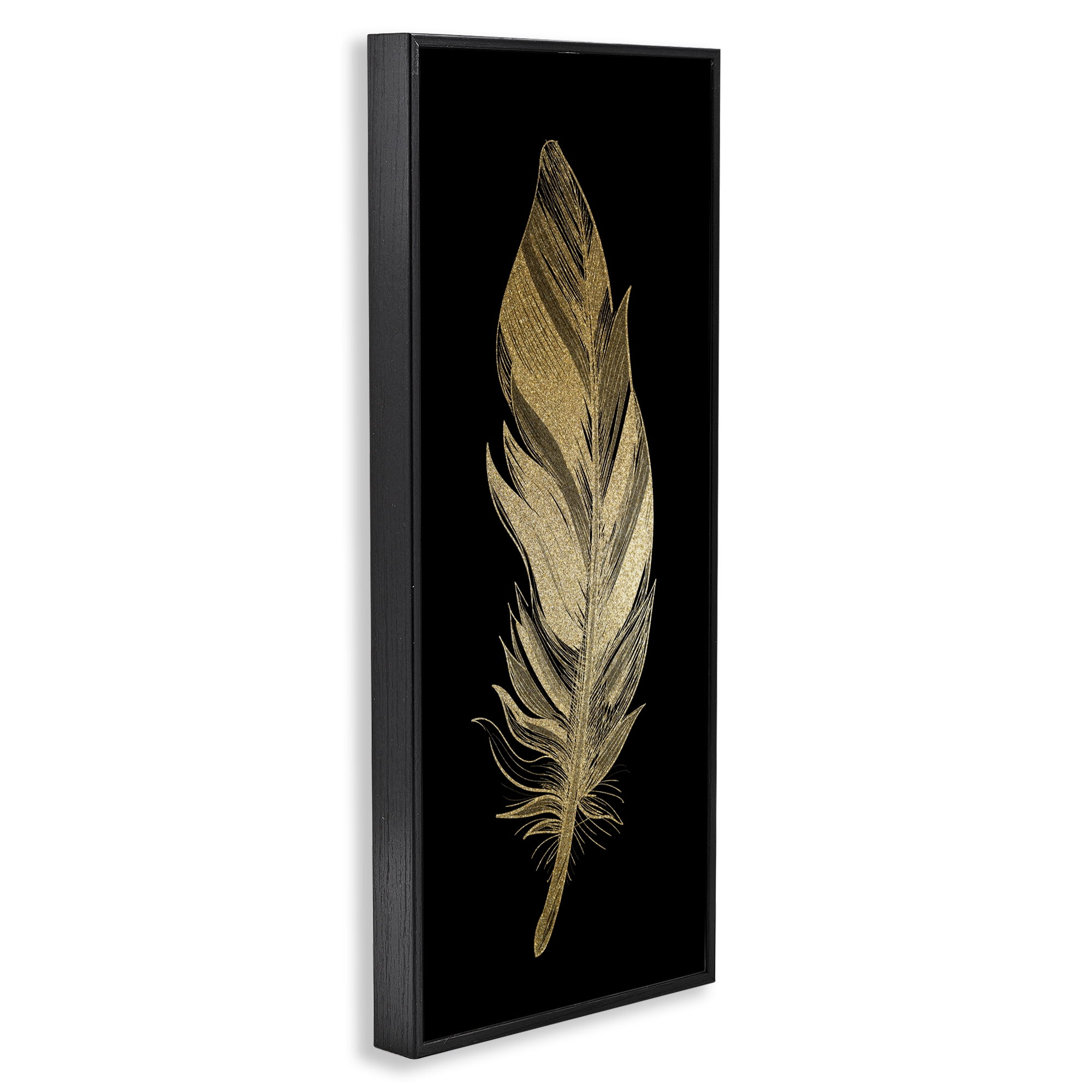 Glam Lined Feather Black Framed Giclee Art, design by Kim Allen