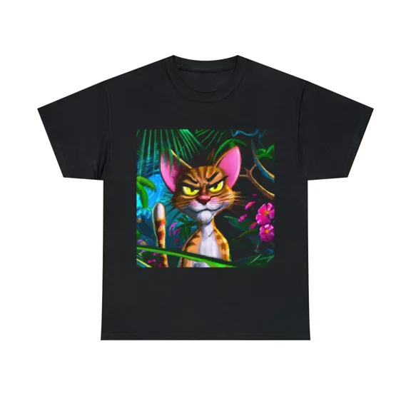 T Shirt Unisex Adult Tropical Print Grumpy Cat Pet Lover Unique Funny Novelty