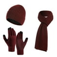 thumbnail image 2 of CSChome Hat Scarf Gloves Set Winter Hat Scarf Set - Unisex Striped Solid Color Thick Warm Elastic Non-Slip Cozy, 2 of 7