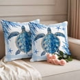 thumbnail image 2 of 2 Pack Outdoor Waterproof Throw Pillow Covers,Summer Ocean Blue Turtle on White Decorative Square Patio Pillowcases for Chair Couch Sofa 16x16in, 2 of 9