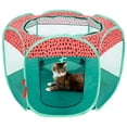 thumbnail image 1 of Corralito portátil para perros y tienda para gatos Furhaven verde y rosa pequeño, 1 of 9