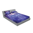thumbnail image 2 of Outer Space Fitted Sheet & Pillow Sham Set, Nebula Gas Cloud Dust Spiral Expanse Planet Galaxy System Milky Way Inspired, Decorative 6 Piece Bedding Decor Set, Calking, Navy Purple, by Ambesonne, 2 of 3