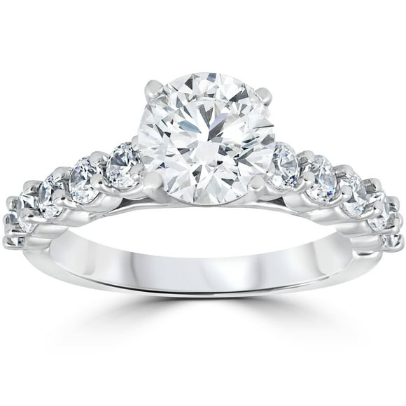 Diamond Engagement Ring 2 Carat Round Cut Solitaire 14K White Gold