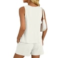 thumbnail image 3 of FNFYFH Cotton Pajamas for Women Set 2 Piece Short Sets Summer Tank Top Matching Shorts Lounge Set, 3 of 5