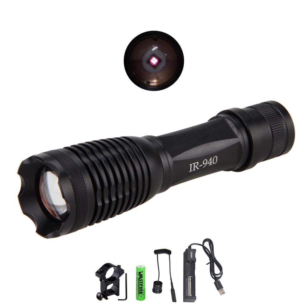 Zoom 940nm IR illuminator Infrared Light Night Vision Predator Torch Gun Mount 