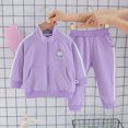 thumbnail image 6 of TOWED22 Baby Girl Clothes Fall Winter Toddler Outfits Long Sleeve Crewneck Sweatshirts Bell Bottoms Pants Girls Clothing Set,Purple,12-24 M, 6 of 9