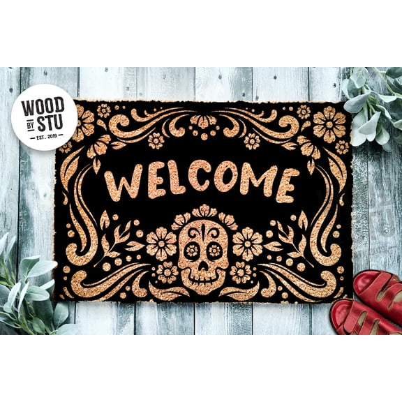 Sugar Skull Welcome Doormat | Sugar Skulls | Day of the Dead | Welcome Doormat | DÃÂa de Muertos Door Mat | Home Doormat | Housewarming