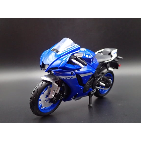 Open Box YAMAHA YZF-R1 SPORT BIKE MOTORCYCLE BLUE 1/18 SCALE DIORAMA DIECAST MODEL BIKE