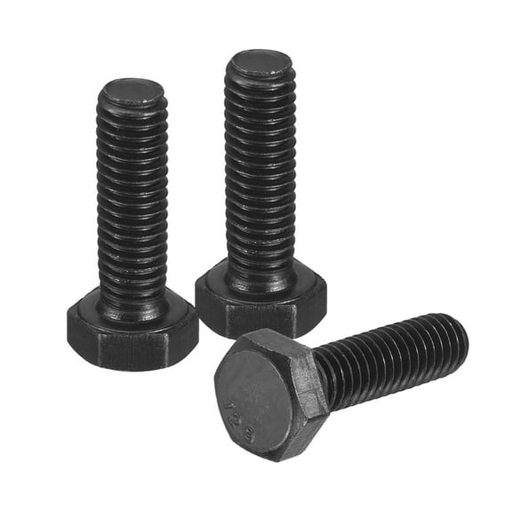 3Pack M6-1 x 20mm Left Hand Hex Head Bolt, Black Oxide Carbon Steel Reverse Fully Threaded  Fastener Screws Bolts for Machinery, Automobiles and Construction
