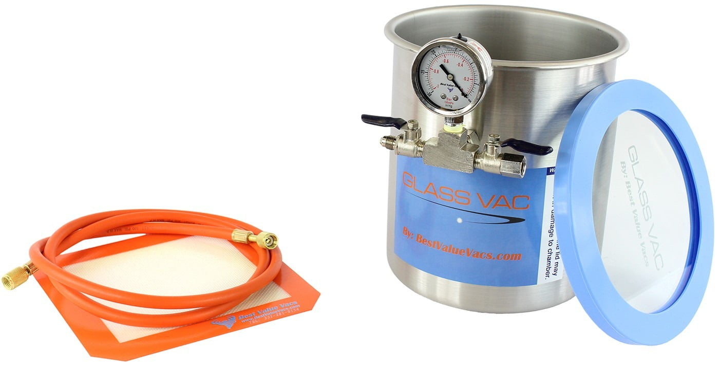 Glass Vac BVV 1.5 Gallon Stainless Steel Vacuum Chamber with Glass Lid