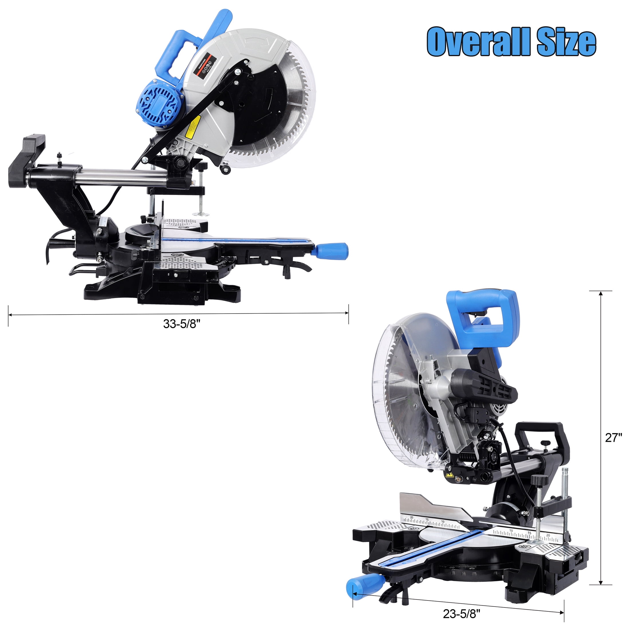 12-Inch Dual Bevel Miter Saw, with Laser Guide, Sliding Compound Miter Saw(-45 ° /0 ° /+45 ° ), 80T Blade Evolution Table Saw, 4.2x13in Cutting Capacity, for Wood Pvc Soft Metal, ETL Certificate