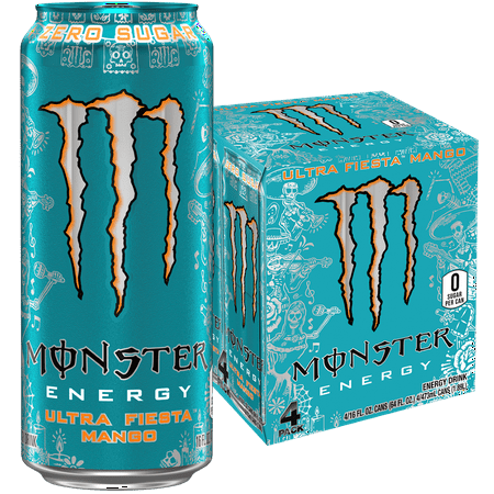 Monster Energy, Ultra Fiesta, Sugar Free Energy Drink, 16 oz, 4 Pack