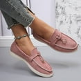 thumbnail image 3 of Suede Loafers for Women Dressy Fringe Slip on Flat Shoes Casual Lightweight Outdoor Walking Driving Shoes Pink Size 7.5, 3 of 8