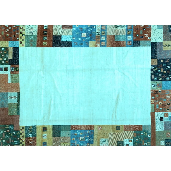 Ahgly Company Indoor Rectangle Solid Light Blue Modern Area Rugs, 2' x 3'