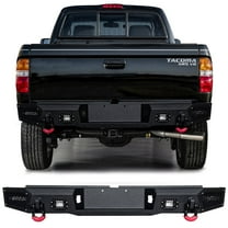 Vijay Replacement for 1995-1996-1997-1998-1999-2000-2001-2002-2003-2004 Toyota Tacoma Rear Bumper Textured Black Steel with Lights and D-rings