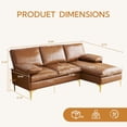 thumbnail image 3 of 81" L Shaped Sectional Sofa Couch, Mid Century Modern Faux Leather Couch with Hand-Sewn and Backrest Pillows Deep Couches, 3 Seater Home Sofa for Living Room, Small Space, Bedroom, Office, Caramel, 3 of 5