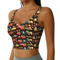 thumbnail image 2 of Fotbe Construction Truck Pattern Womens' Sports Bra Longline Wirefree Padded with Medium Support Sports Moisture-Wicking Workou Vest,Tank Top-, 2 of 9