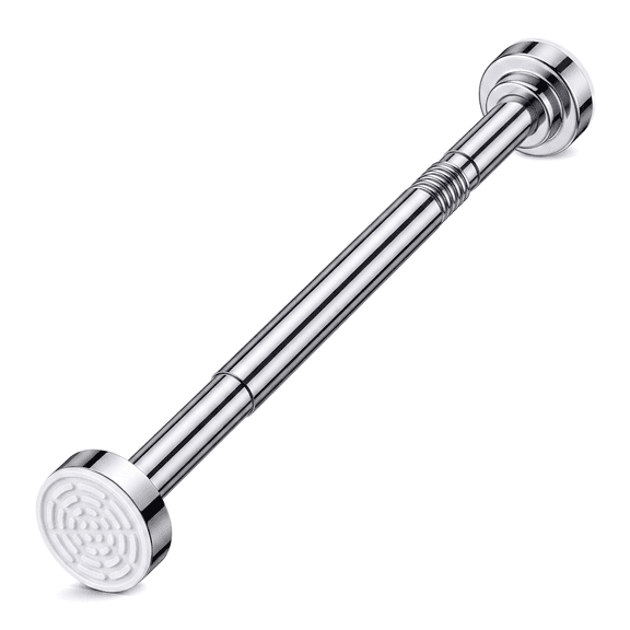 Shower Curtain Rod 32 to 55 Inch - Adjustable Spring Tension Curtain Rod, No Rust and Anti-Slip for Bathroom, No Drill Installation, Silver