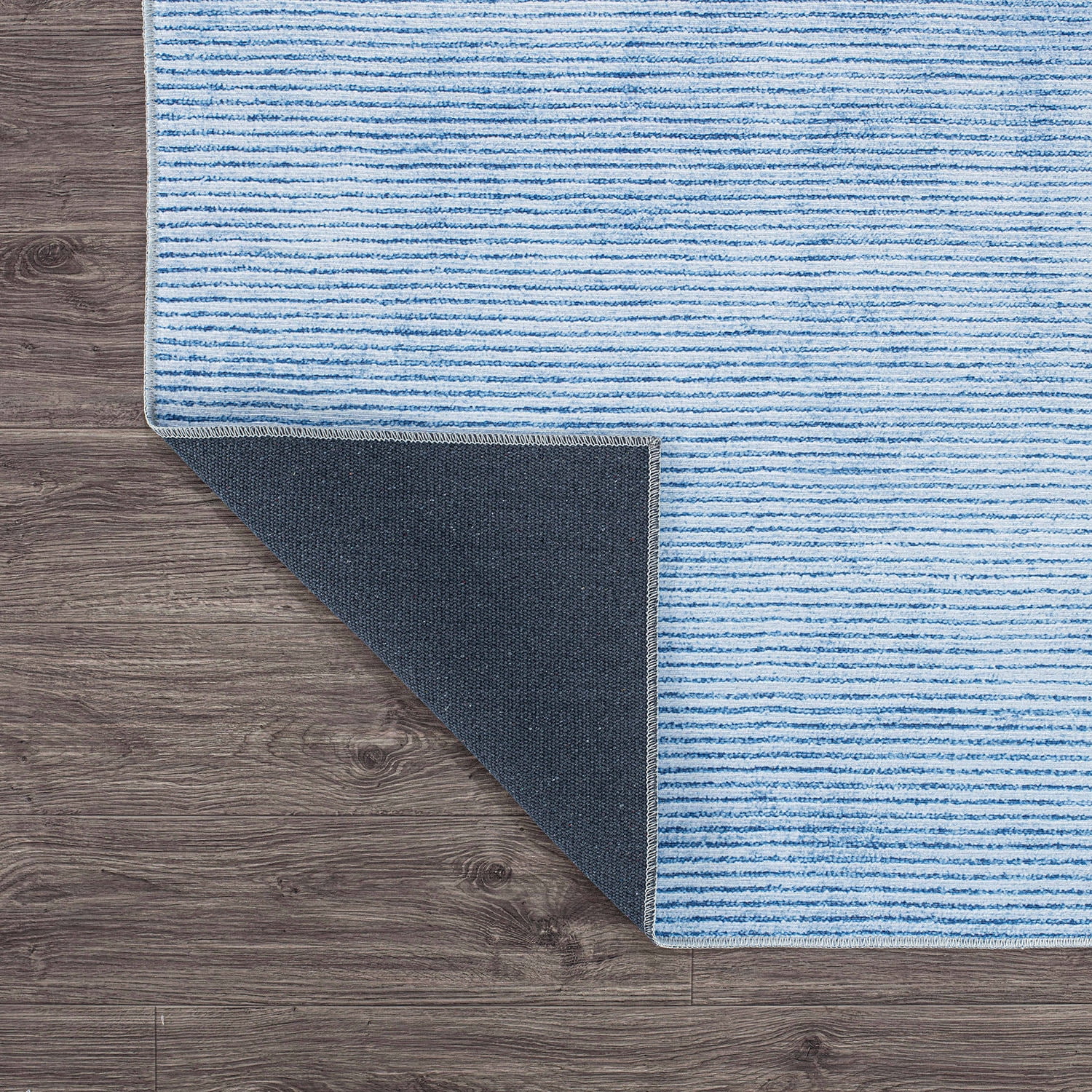 World Rug Gallery Contemporary Distressed Stripe Machine Washable 7'7"x9'6" Blue Area Rug