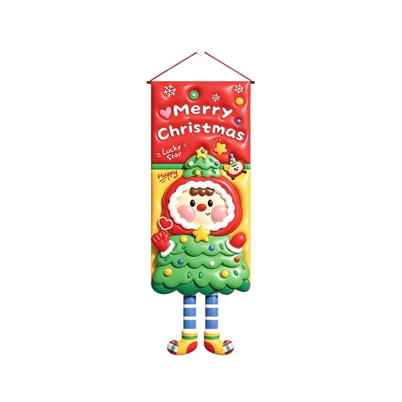 Amzcrzy Decoración navideña,Árbol de Navidad,Luces navideñas Letrero navideño colgante para puerta, decoración de 43 x 16 pulgadas, adorno de pared con personaje caprichoso para puerta principal, por