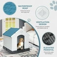 FHWM 27" Blue Large Plastic Dog House, Outdoor Doghouse Dog Kennel