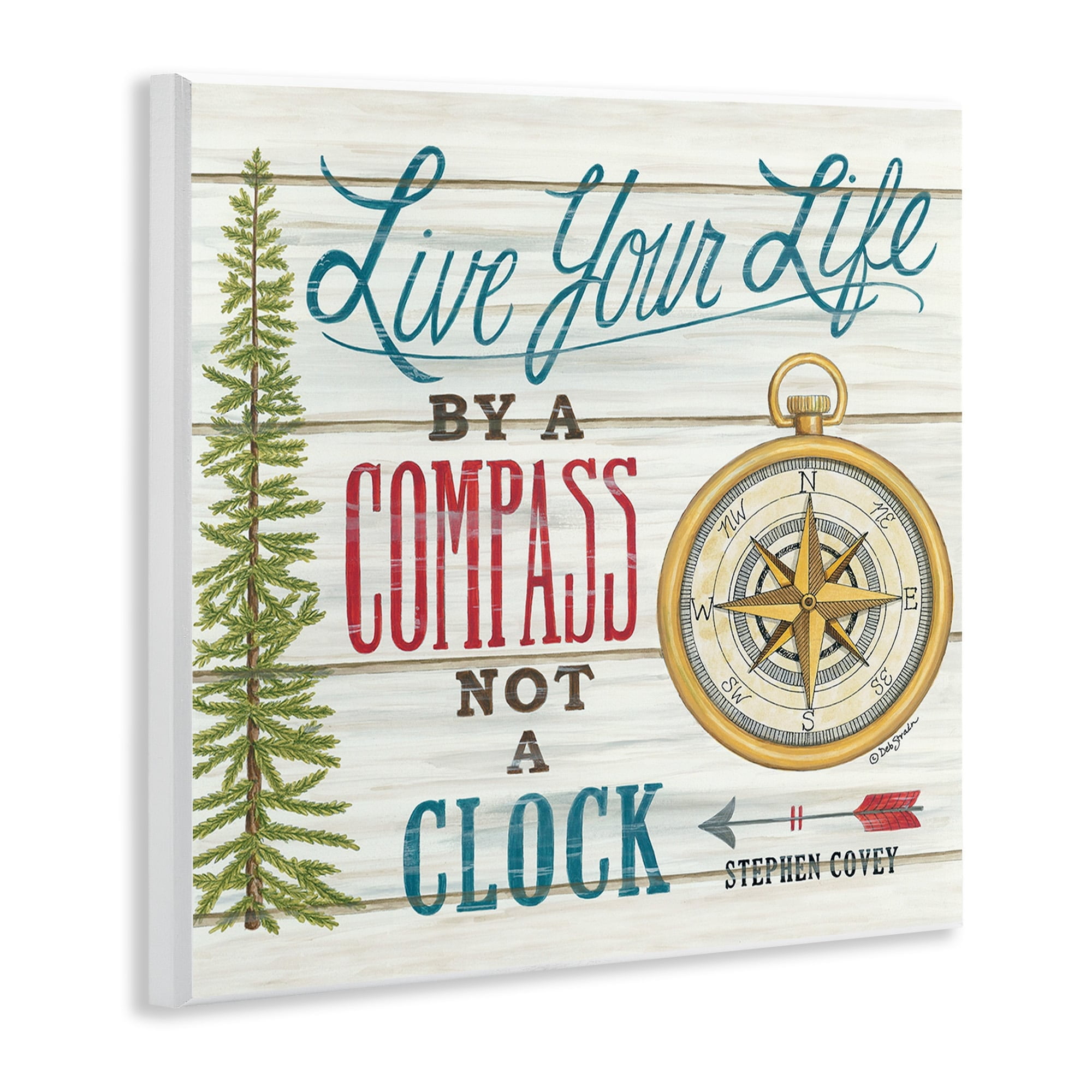 Stupell Industries Rustic Live Your Life by Compass Adventure Quote Designed by Deb Strain
