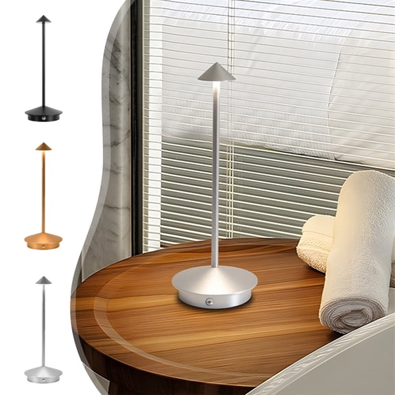 Sentmoon Table Lamp Rechargeable Metal LED Desk Lamp Stepless Dimming 3 Brightness Modes Portable Reading Light for Dining Desk Bar Patio USB Battery Powered Nightstand Lamp Table Lamp