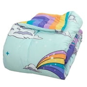 Full 7-Piece Comforter Set, Kidz Mix Magical Unicorn Super Soft Bed In A Bag With Reversible Rainbow Comforter