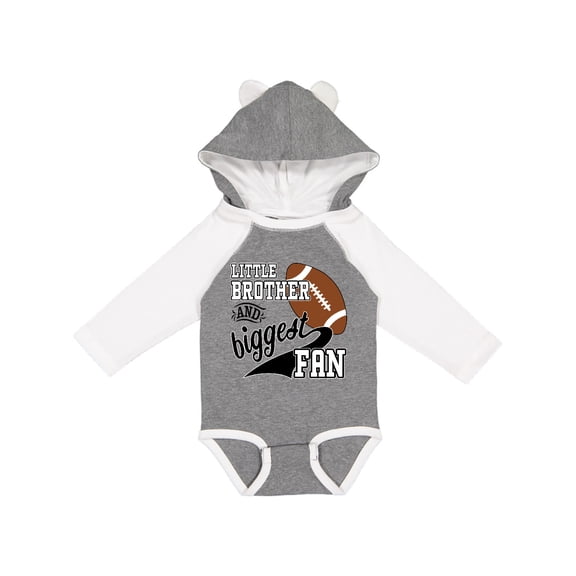 Inktastic Little Brother and Biggest Fan Football Player Boys Long Sleeve Baby Bodysuit