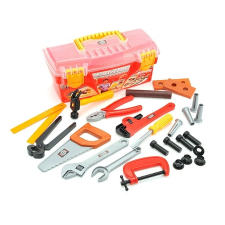 26pcs Tool Box Playset with Removable Tool Tray - Gift Toy for Boys Kids