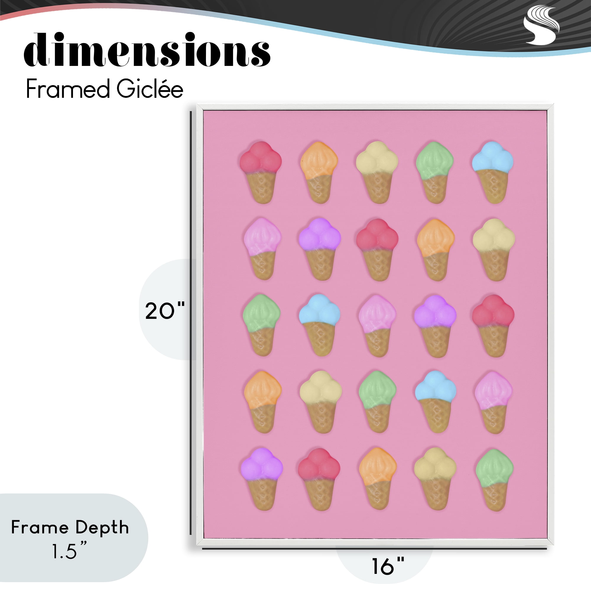 Stupell Industries Ice Cream Candies on Pink White Framed Giclee Art, design by LISH Creative