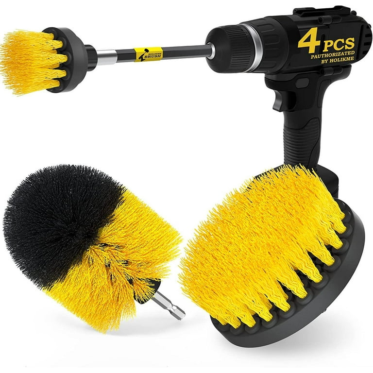 4Pack Drill Brush, Power Scrubber Cleaning Brush Extended Long Attachment  Set for Grout, Floor, Tub, Shower, Tile, Bathroom and Kitchen