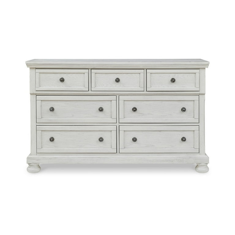 Benjara Kith 66 Inch Traditional Dresser, Vintage White Wood