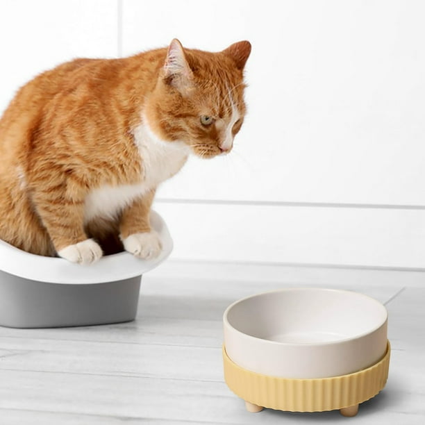 Cuenco Para Gatos 1Pcs Ceramic Heated Pet Bowl with Constant Temperature Heating and Elevated Base for Cats and Dogs in Winter JASKFLY
