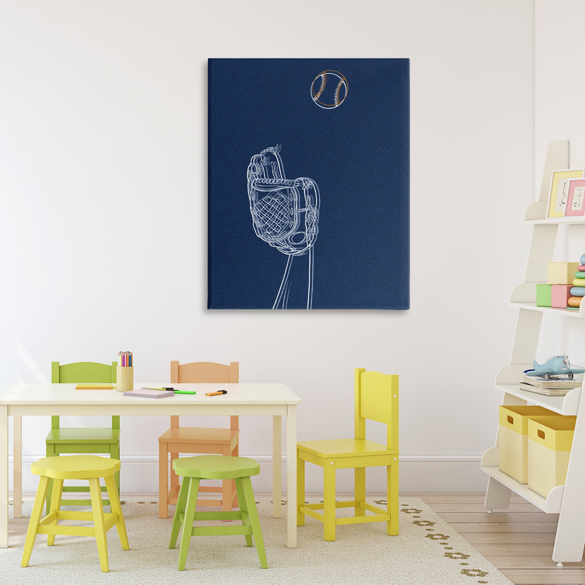 Stupell Industries Baseball Lines Contour Canvas Wall Art, design by Marcus Prime
