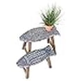 thumbnail image 3 of Kalalou CMN1228 Set of Two Wooden Fish Stools, Grey, 3 of 3
