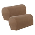 thumbnail image 2 of Funda de reposabrazos de felpa suave, antideslizante, para silla, sofá, funda elástica para el hogar y la oficina. Café ligero, 2 of 7
