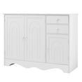 Homfa Kitchen Storage White Buffet Server Cupboard, Floor Sideboard with 3