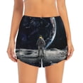 thumbnail image 2 of Salouo Astronaut Standing In The Moon Print Women's 2 in 1 Running Shorts Double-Layer Shorts Athletic Workout Gym Yoga Shorts Running Shorts for Women-Small, 2 of 7