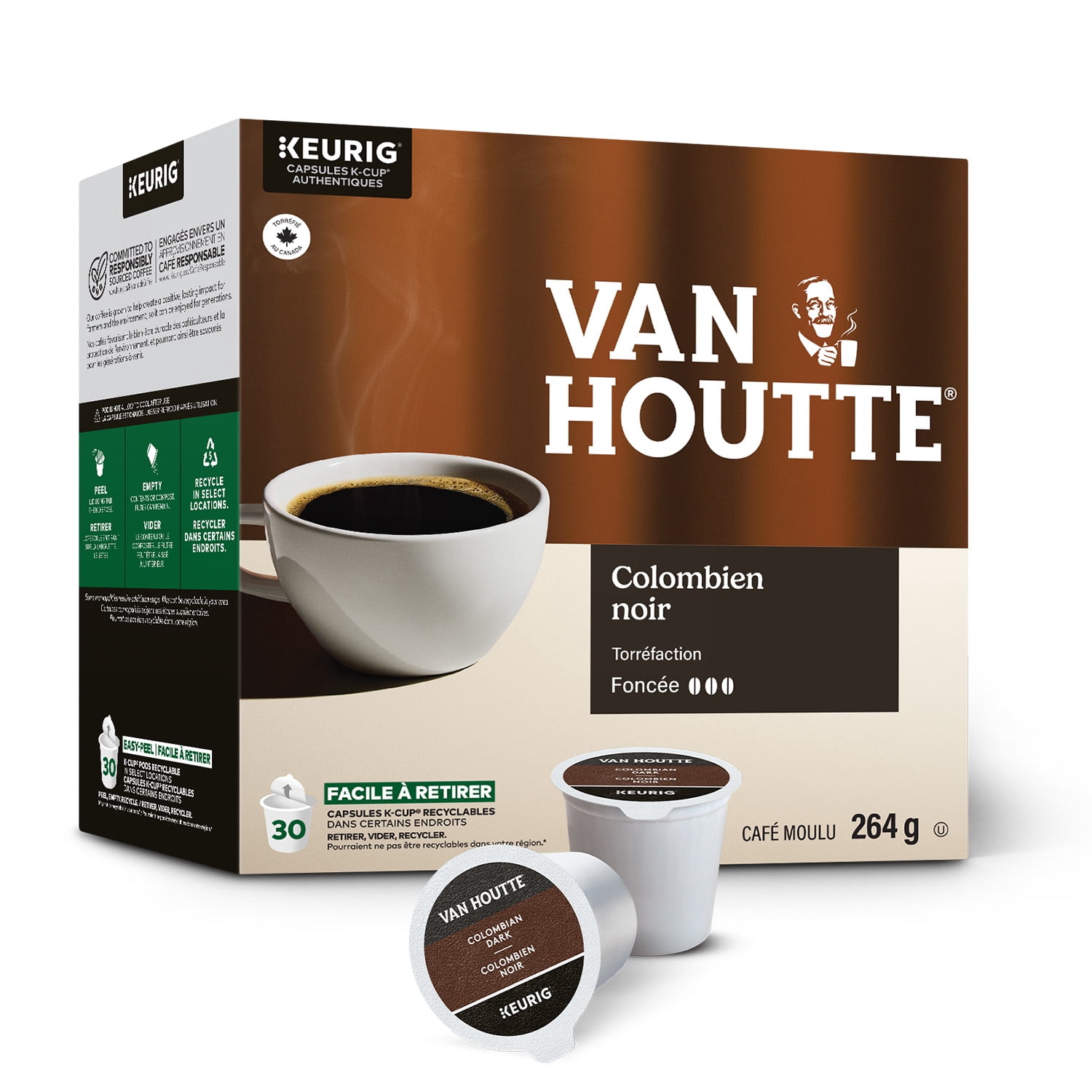 Van Houtte Colombian Dark, Dark Roast, K-Cup Coffee Pods, 30 pods