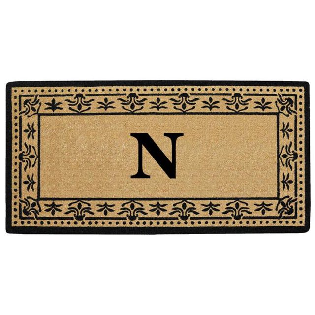 Nedia Home O2199N 36 x 72 Po Corinthienne Résistant de Porte de Coco Mat&44; Monogramme N - Bronzage Naturel & Noir