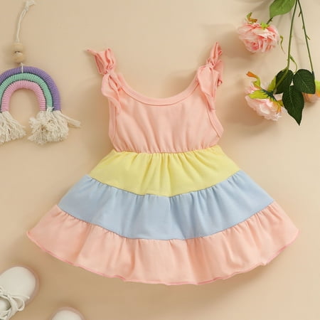 

Huilaibazo Girls Dress Toddler Girls Sleeveless Patchwork Princess Dress Clothes