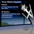 thumbnail image 2 of Regulador de ventana eléctrica frontal izquierdo único con motor para Toyota Highlander Sport para Utility 2001-2007 No.748-609/69802-48030, 2 of 6
