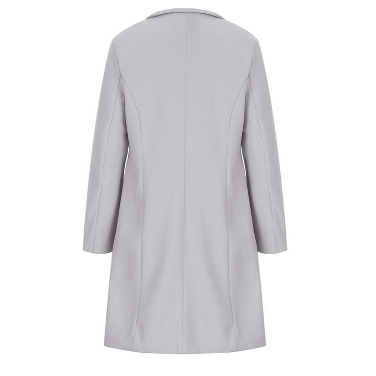 Women's Wool Blend Trench Coat Notch Lapel Single Breasted
